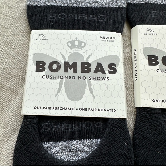 Bombas Black and Gray Cushioned No-Show Socks - Picture 2 of 3